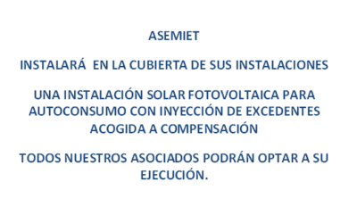 CIRCULAR 10/2022: OFERTA PARA AUTOCONSUMO EN CUBIERTA DE ASEMIET